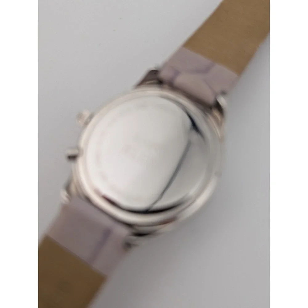Anne Klein Swiss Diamond Watch Women 32mm Case‎ Purple Leather Band- New Battery